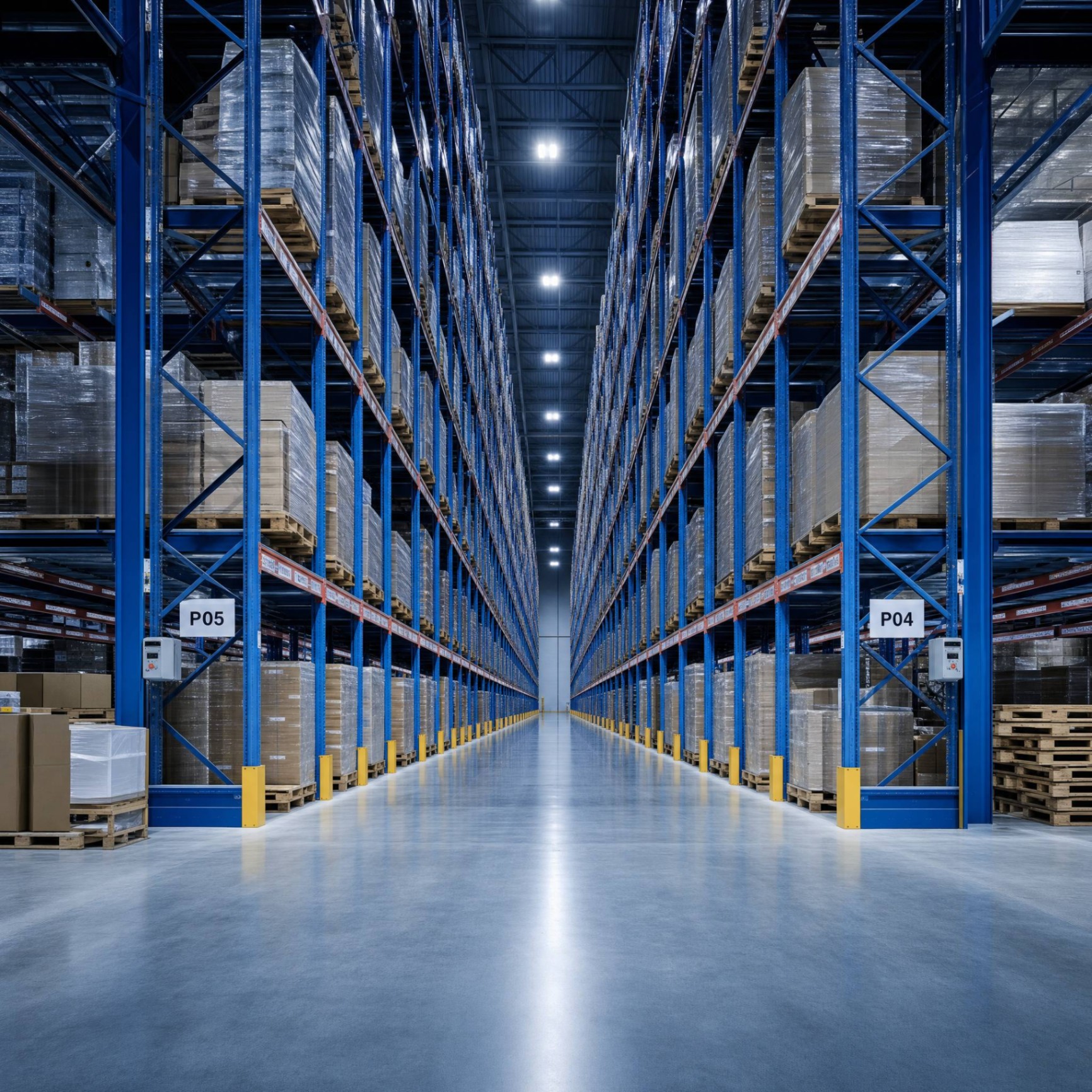 Warehouse rack aisle — capabilities for tier-1 supply chains.